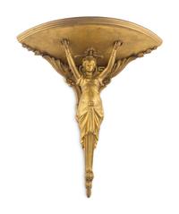 An Italian Carved Giltwood Figural Corner Wall Bracket