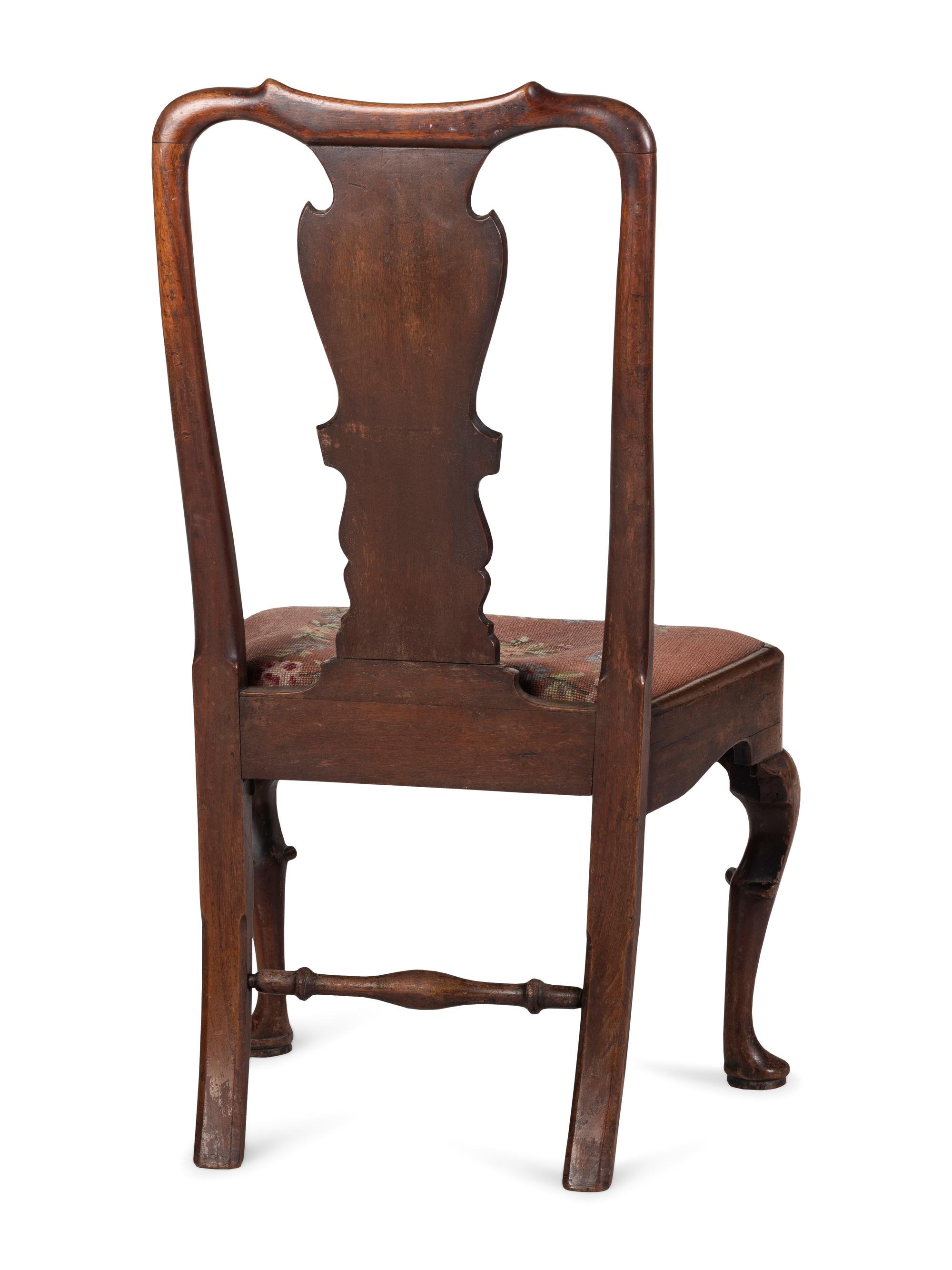 A Queen Anne Carved Walnut Compass Seat Pad-Foot Side Chair