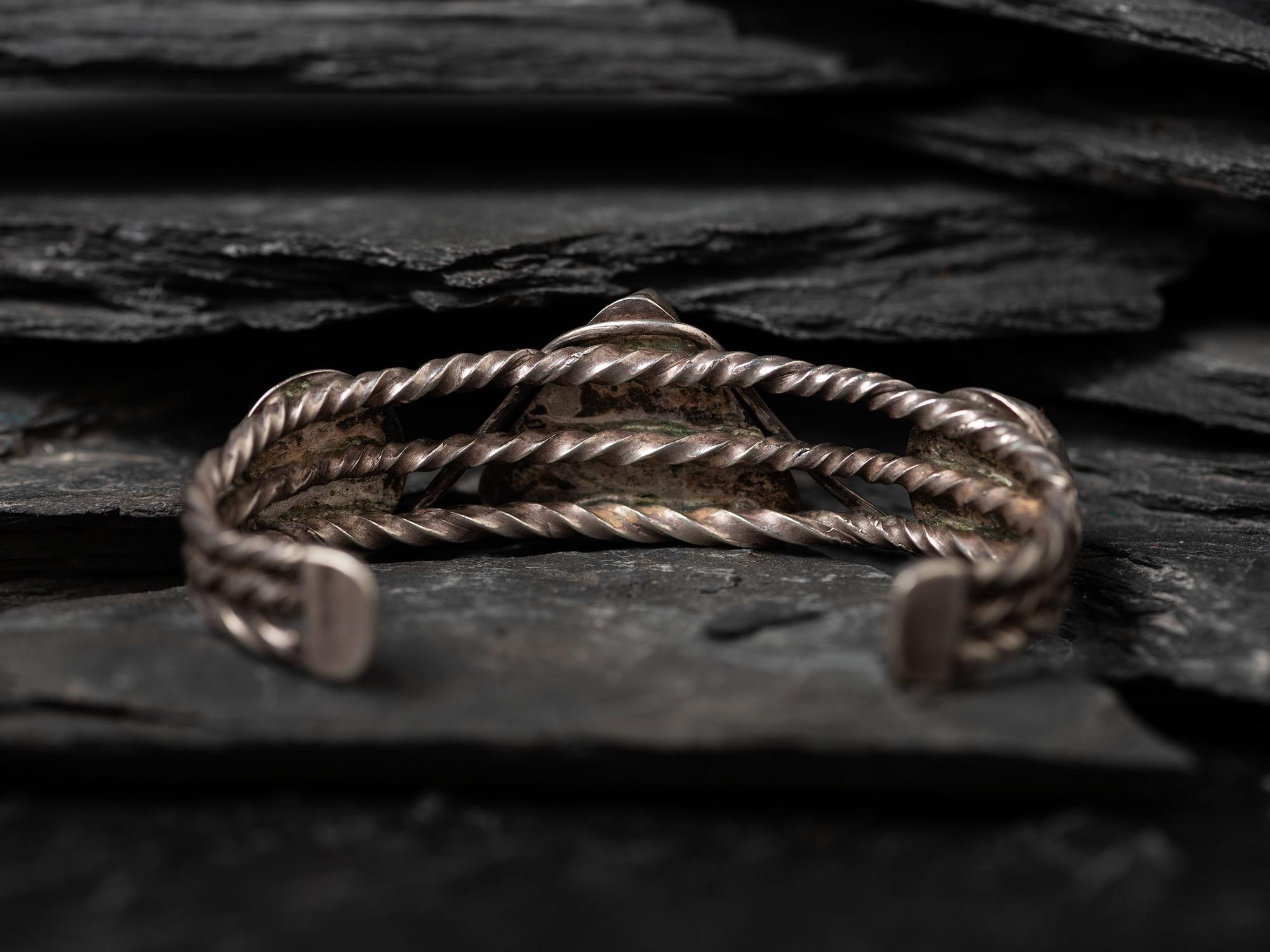 Navajo Twisted Wire and Turquoise Cuff Bracelet