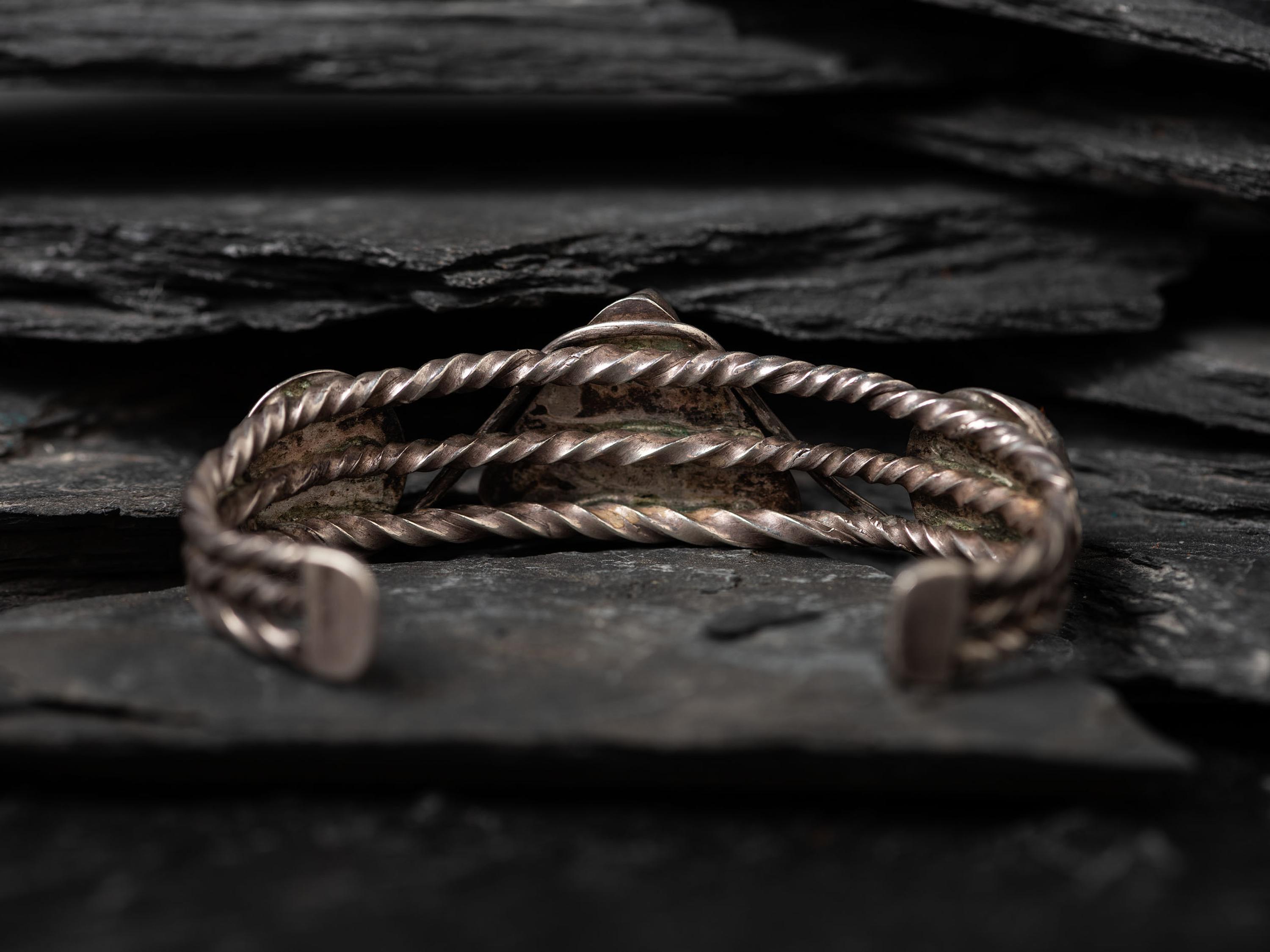 Navajo Twisted Wire and Turquoise Cuff Bracelet