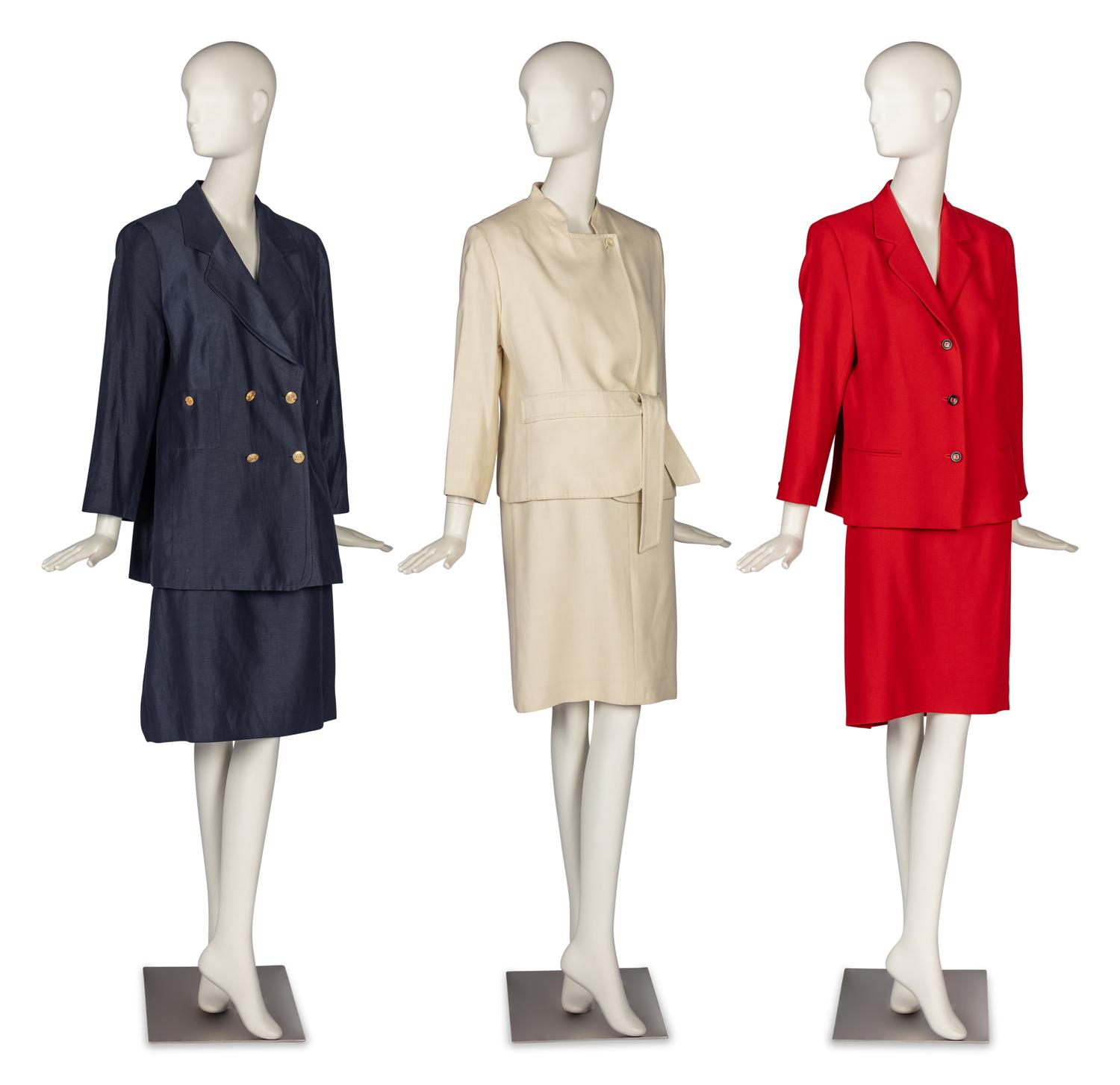Three Louis Féraud Suits and A Collection of Patriotic Brooches