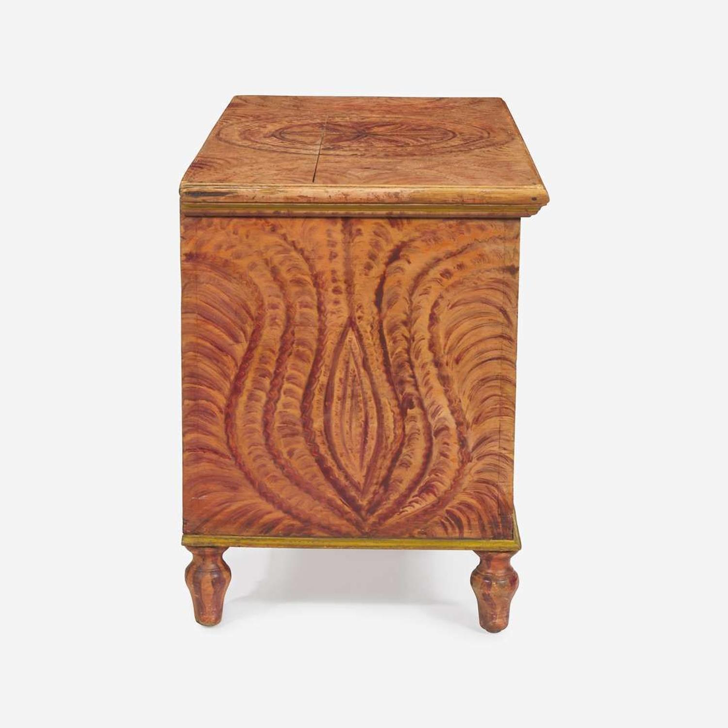 A painted and faux-grained blanket chest Attributed to the Deep Run Artist, Bucks County, PA, early 19th century