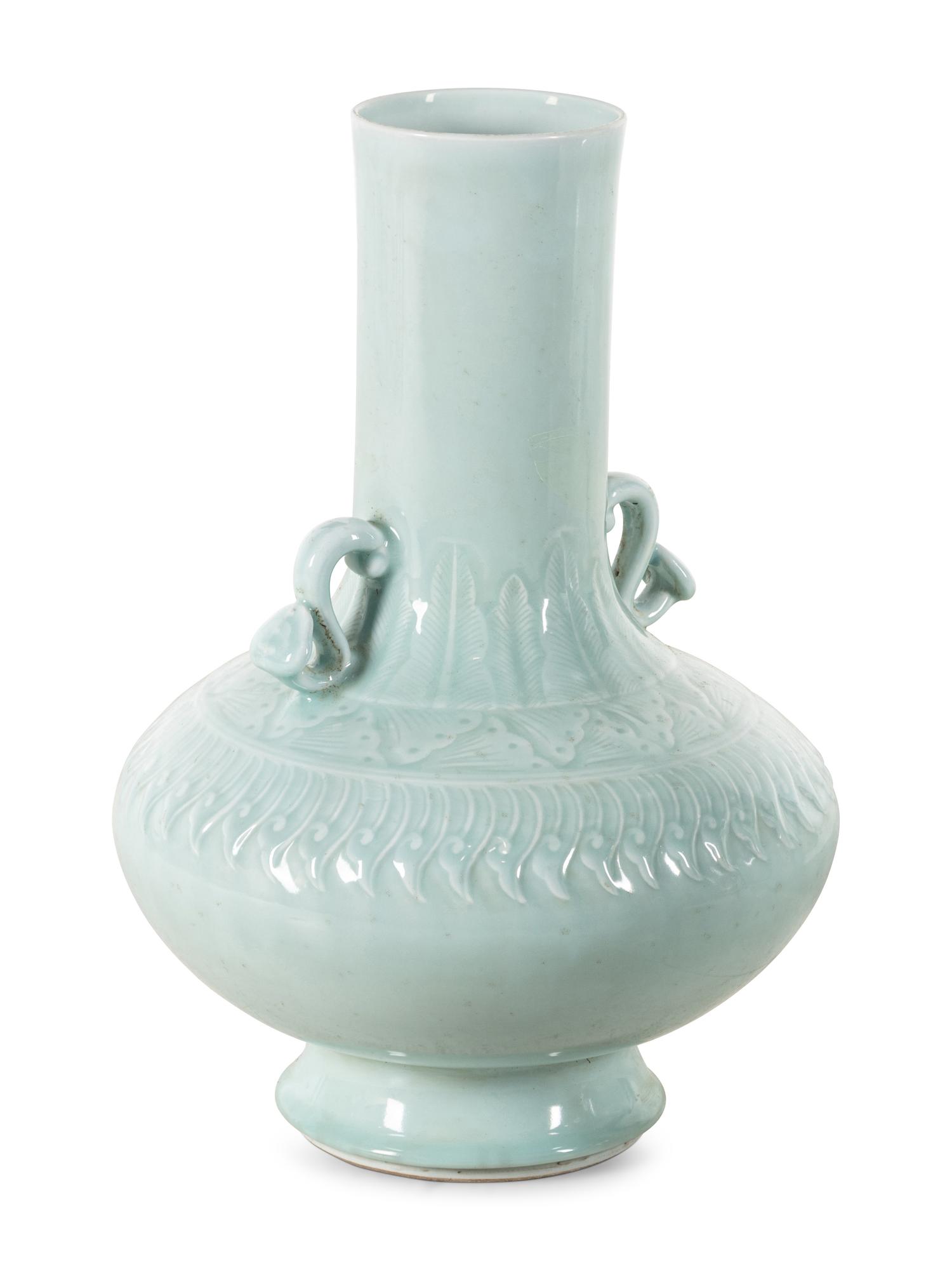 A Large Chinese Celadon Glazed Porcelain Vase