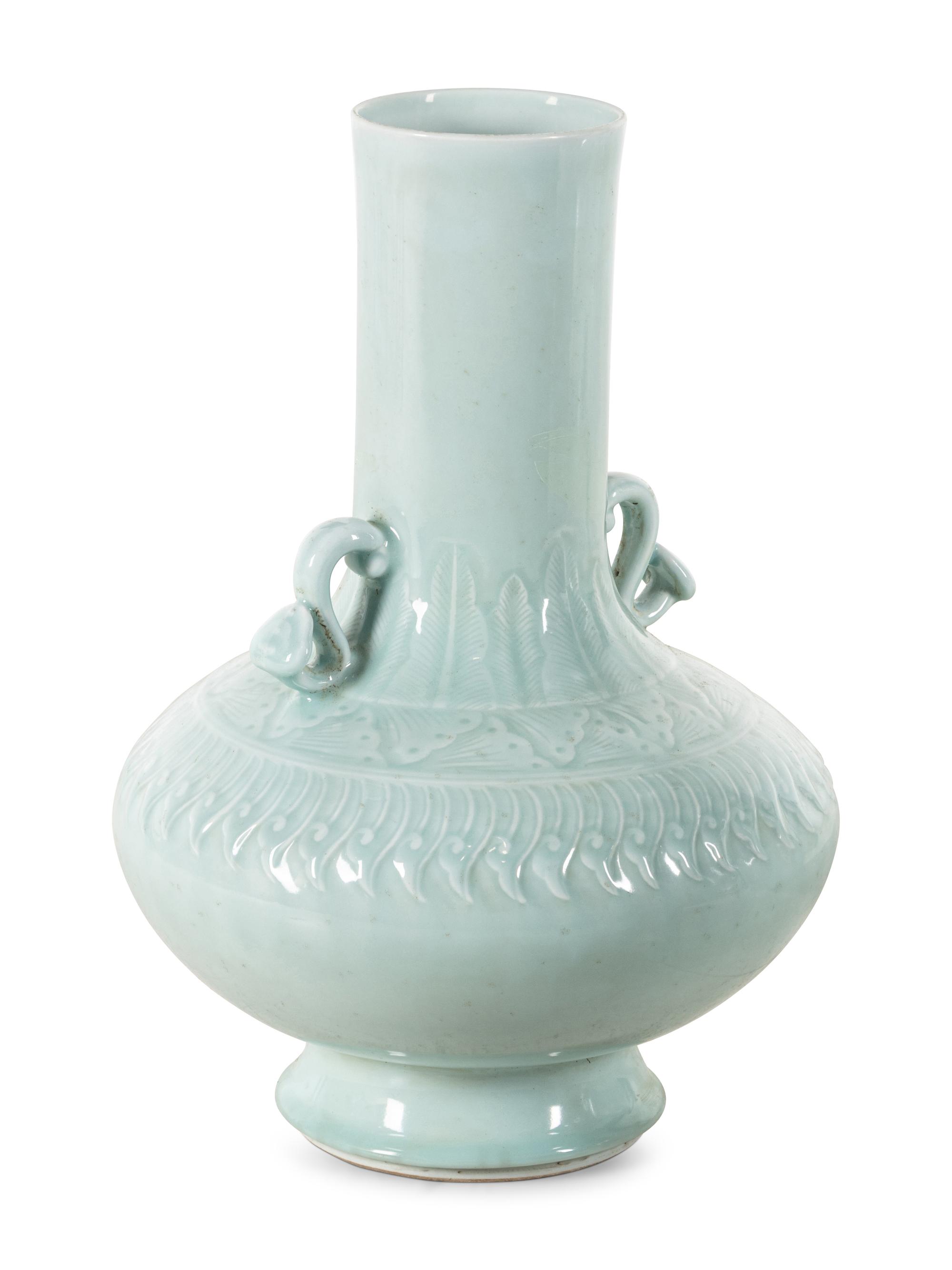 A Large Chinese Celadon Glazed Porcelain Vase