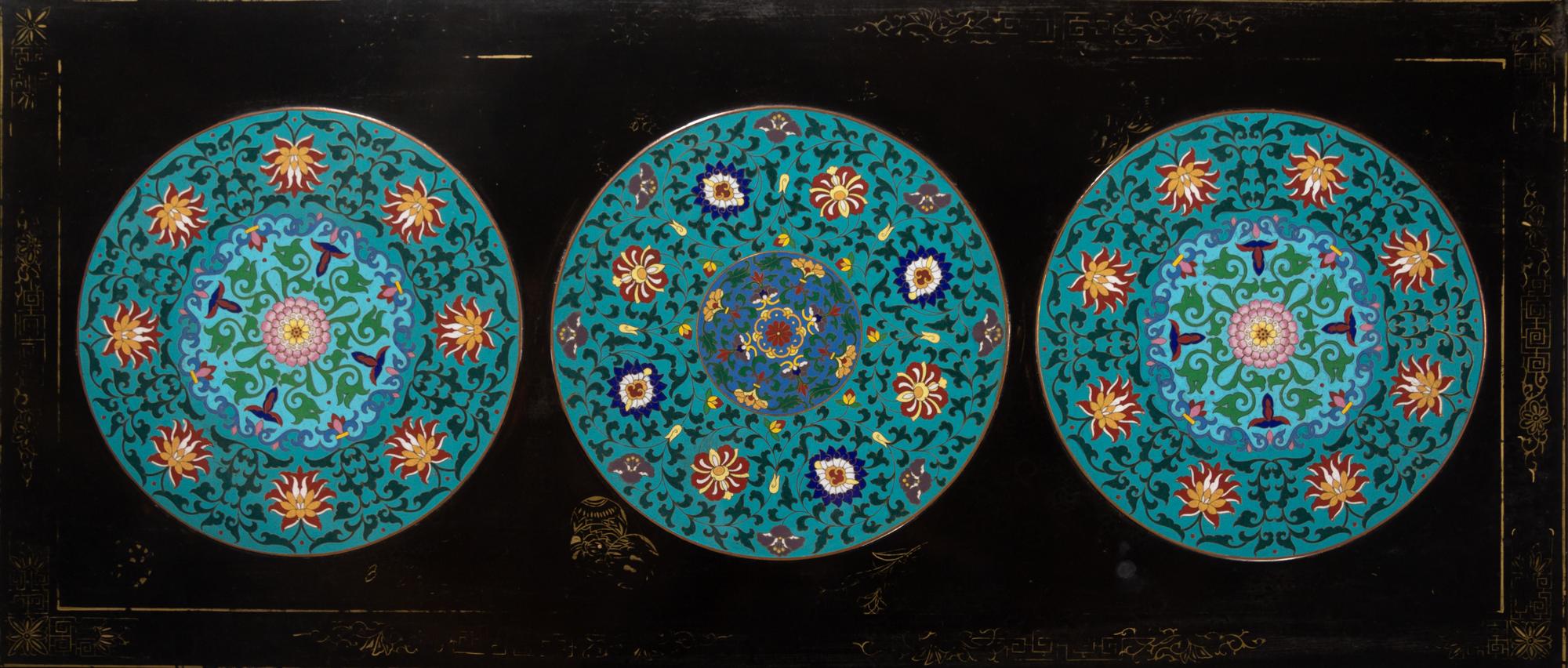 A Chinese Cloisonné-Inset Black Lacquer Low Table