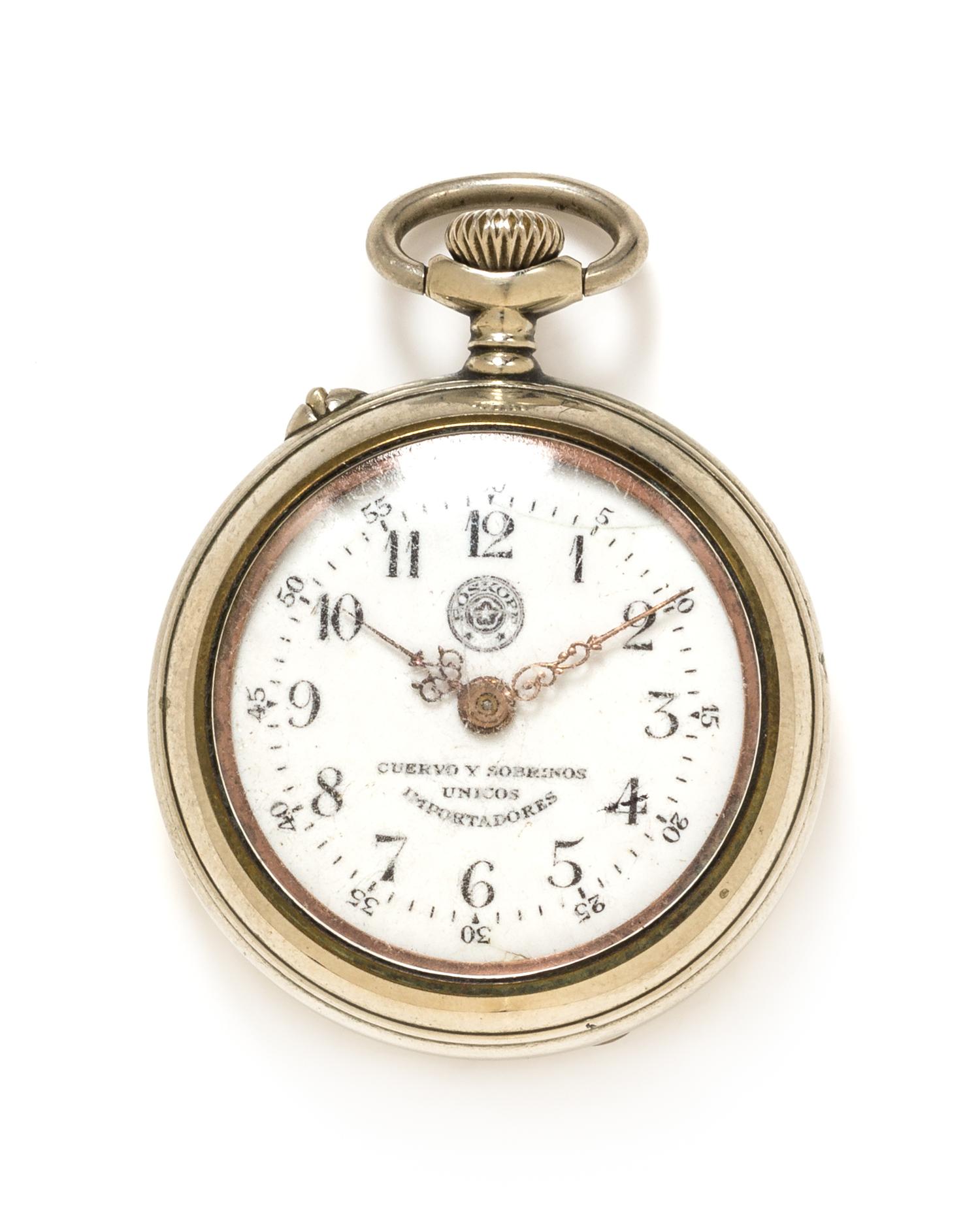 A Silver Open Face Pocket Watch with Stand, Roskopf for Cuervo Y Sobrinos, Circa 1920, 29.70 dwts.