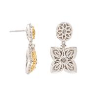 YELLOW DIAMOND AND DIAMOND EARRINGS