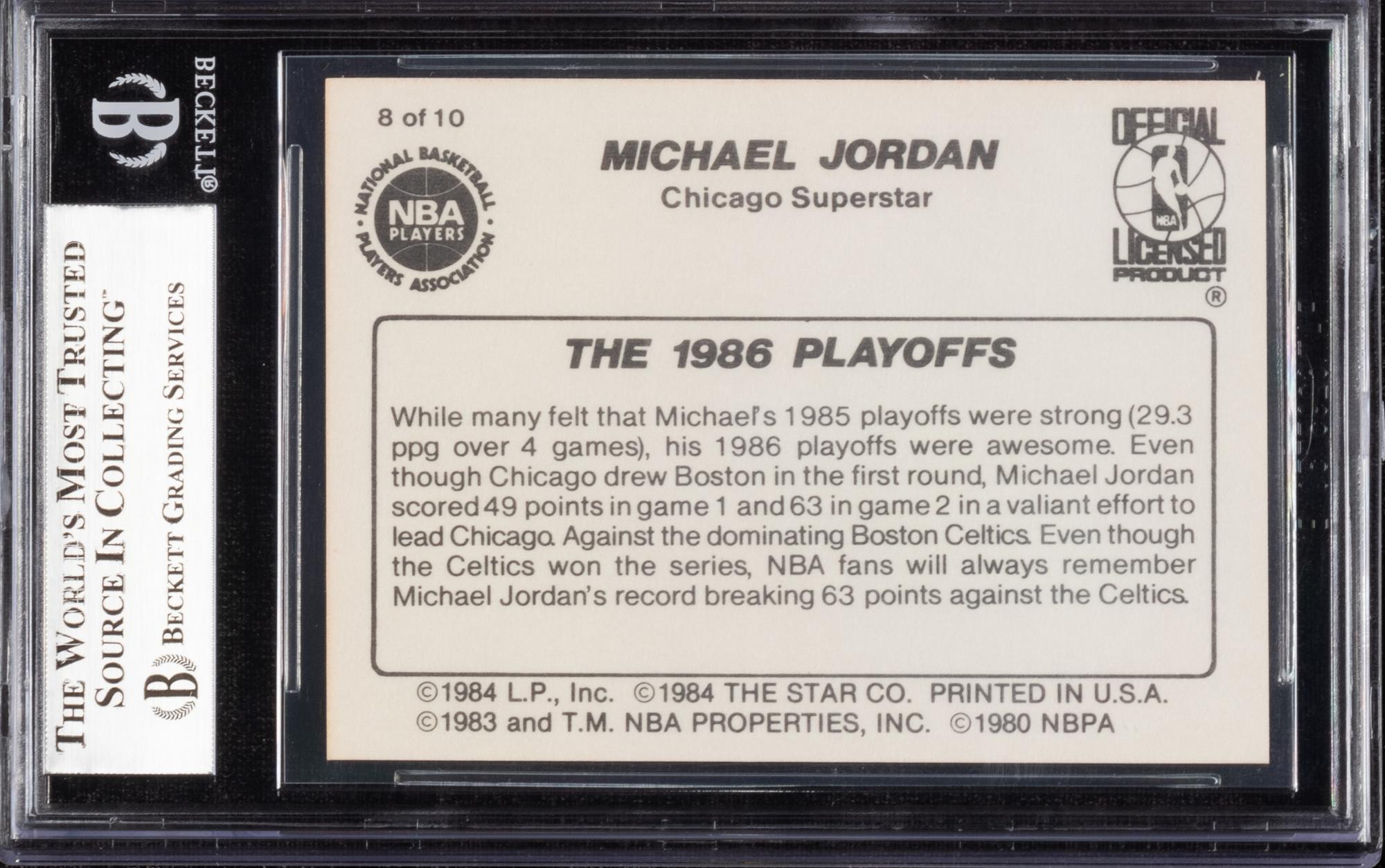 A 1986 Michael Jordan Star Set The 1986 Playoffs Card No. 8 (BGS 8.5)