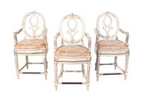 Three Contemporary Painted Open Armchairs Height 43 inches. — 20TH CENTURY