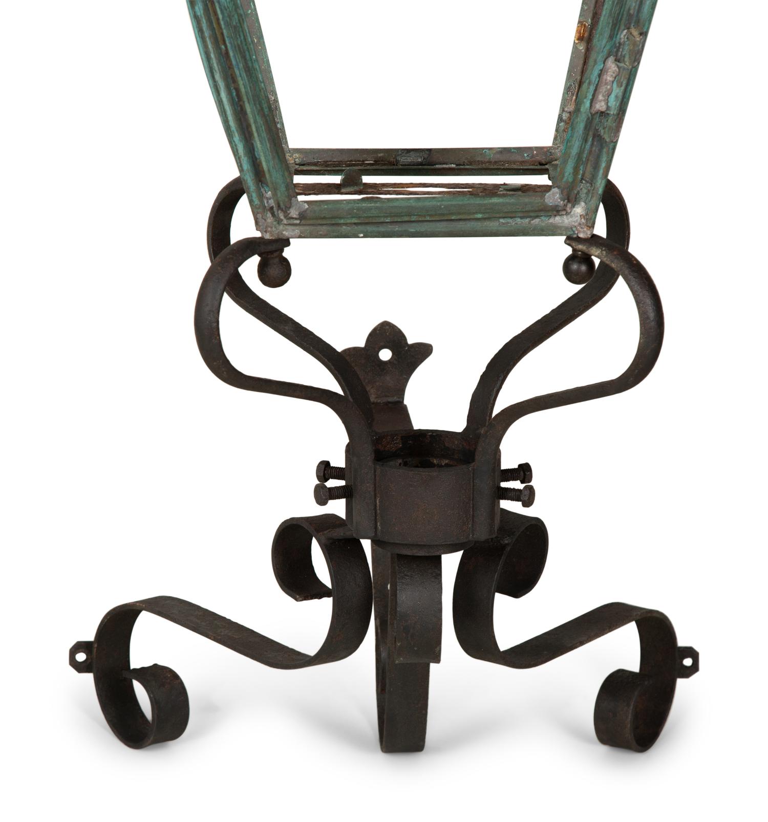 A Pair of Large Copper and Iron Wall Lanterns — Late 19th Century