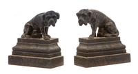 A Pair of Painted Cast Iron Mastiff Doorstops Height 6 1/2 inches.