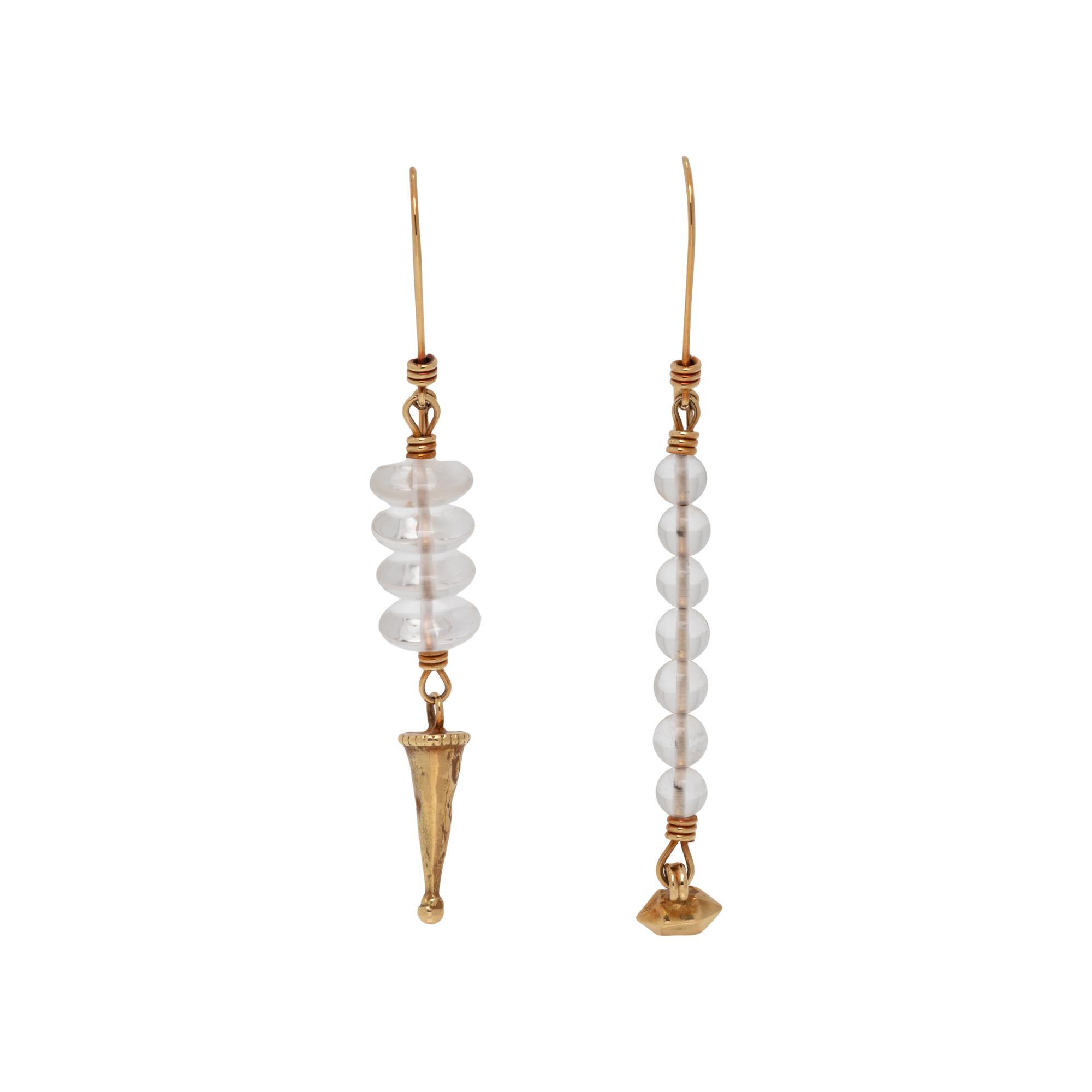 TINA CHOW, YELLOW GOLD AND ROCK CRYSTAL EARRINGS