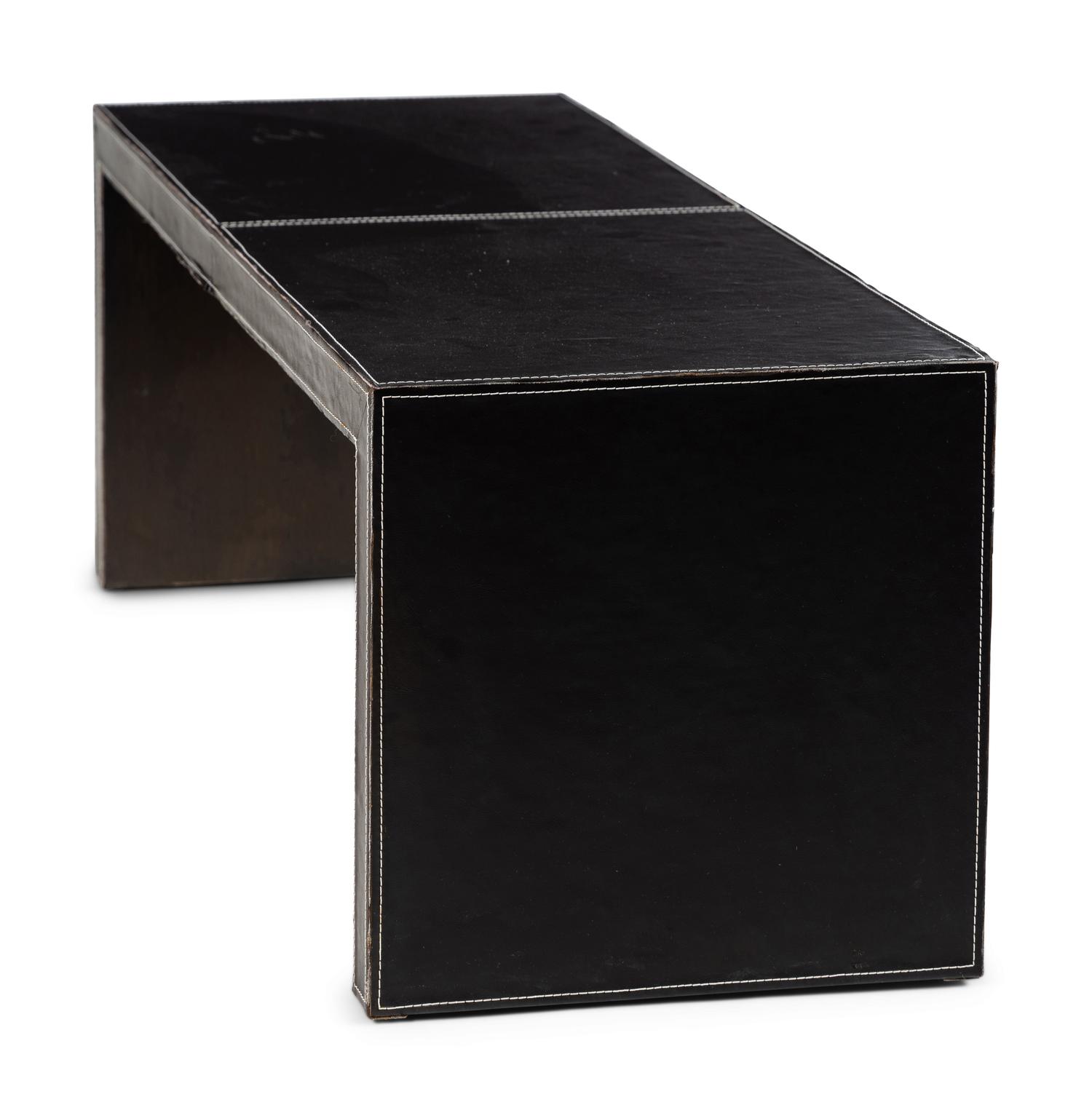 A Contemporary Leather Veneered Low Table