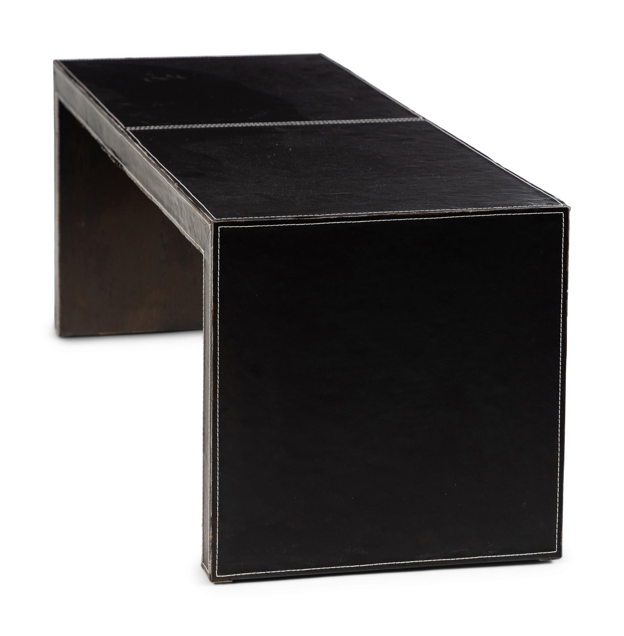 A Contemporary Leather Veneered Low Table