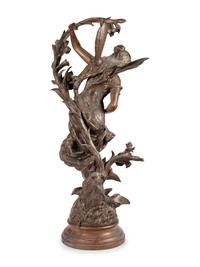 A French Cast Metal Three-Light Newel Post Lamp