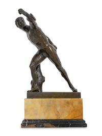 A Continental Bronze Figure of The Borghese Gladiator