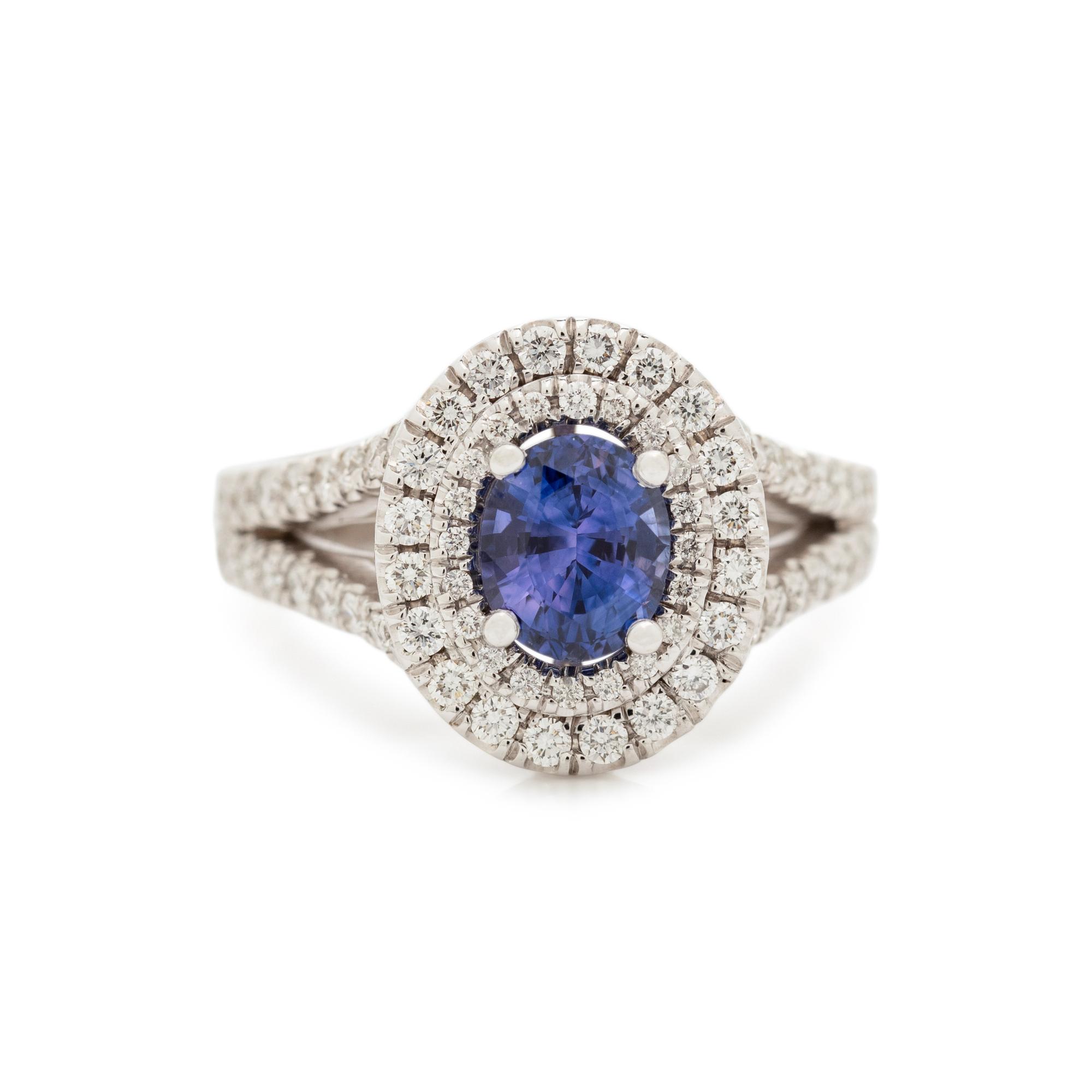 COLOR CHANGE SAPPHIRE AND DIAMOND RING