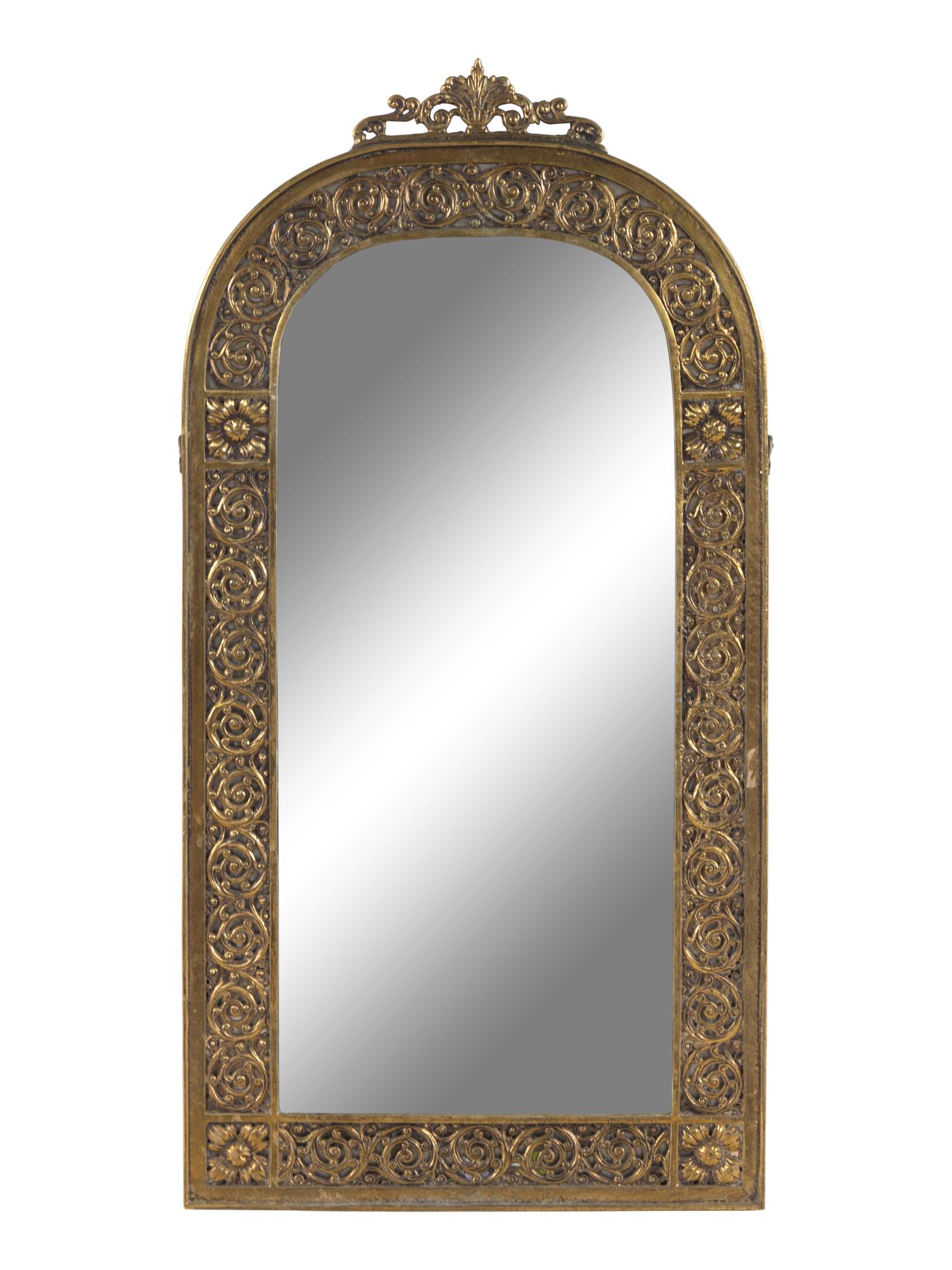 A Neoclassical Brass Onyx-Top Console Table and Mirror in the Style of Oscar Bach