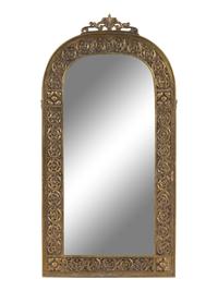 A Neoclassical Brass Onyx-Top Console Table and Mirror in the Style of Oscar Bach