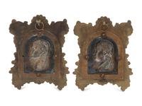 A Pair of Neoclassical Gilt and Silvered Bronze Plaques