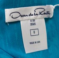 An Oscar de la Renta Teal Silk Pleated Dress, Size: 8.