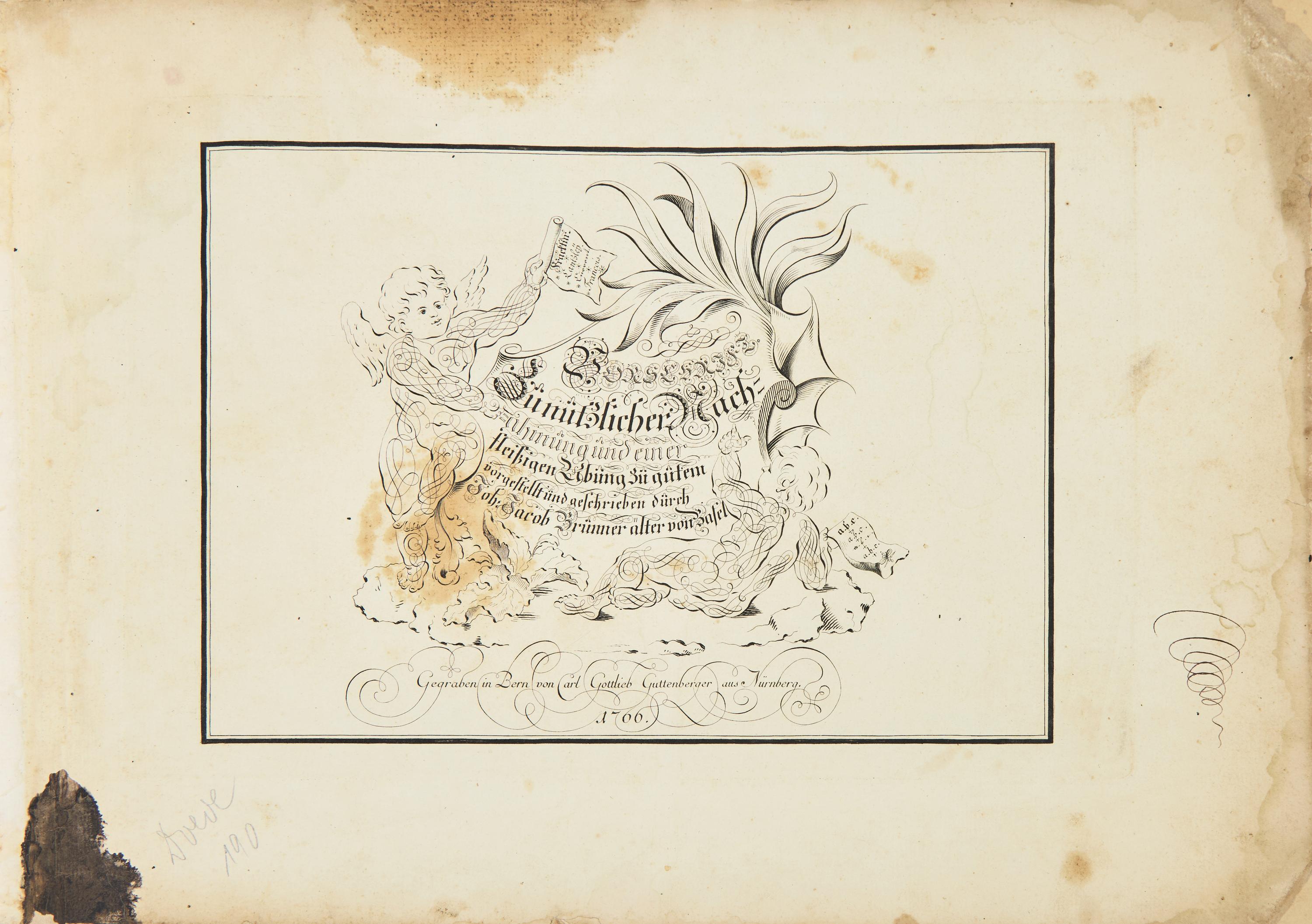 [Calligraphy] Brunner, Johann Jacob. Vorschrift zu nützlicher Nachahmung und einer fleissigen Übung zu Gutem
