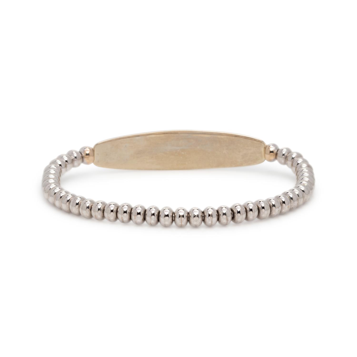 WHITE GOLD AND DIAMOND MEDICAL ID FLEXIBLE BRACELET