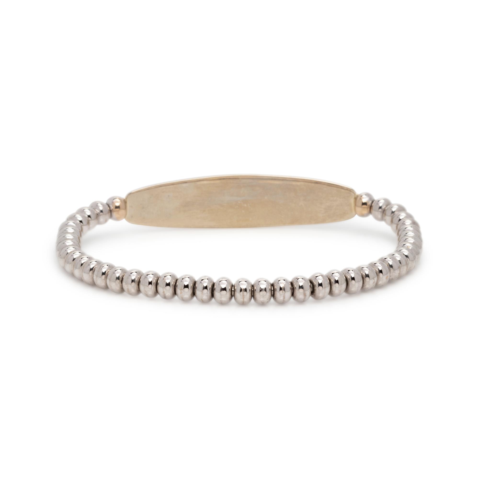 WHITE GOLD AND DIAMOND MEDICAL ID FLEXIBLE BRACELET
