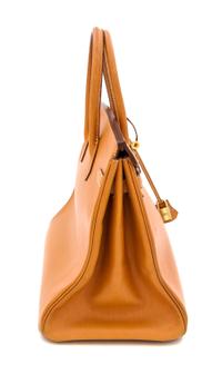 An Hermes Tan Leather 35cm Birkin Handbag, 13.5" x 11" x 7".