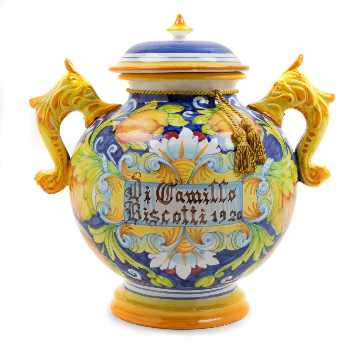 An Italian Majolica Jar Height 17 inches. — 20TH CENTURY