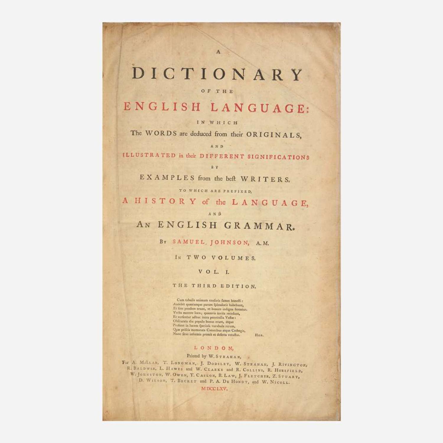 [Literature] Johnson, Samuel A Dictionary of the English Language…
