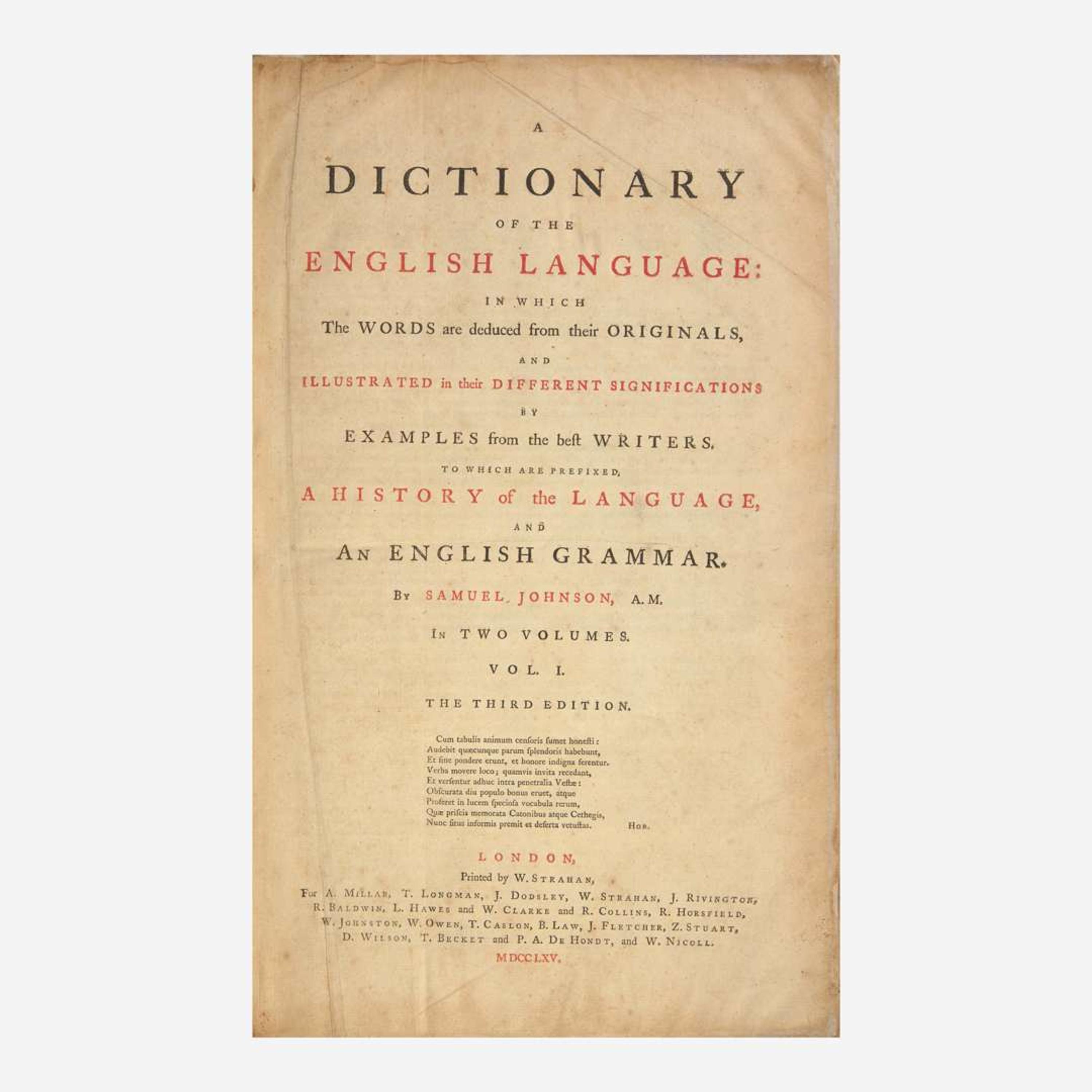 [Literature] Johnson, Samuel A Dictionary of the English Language…