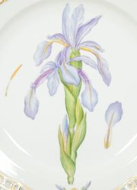 Eight Royal Copenhagen Flora Danica Reticulated Porcelain Dinner Plates