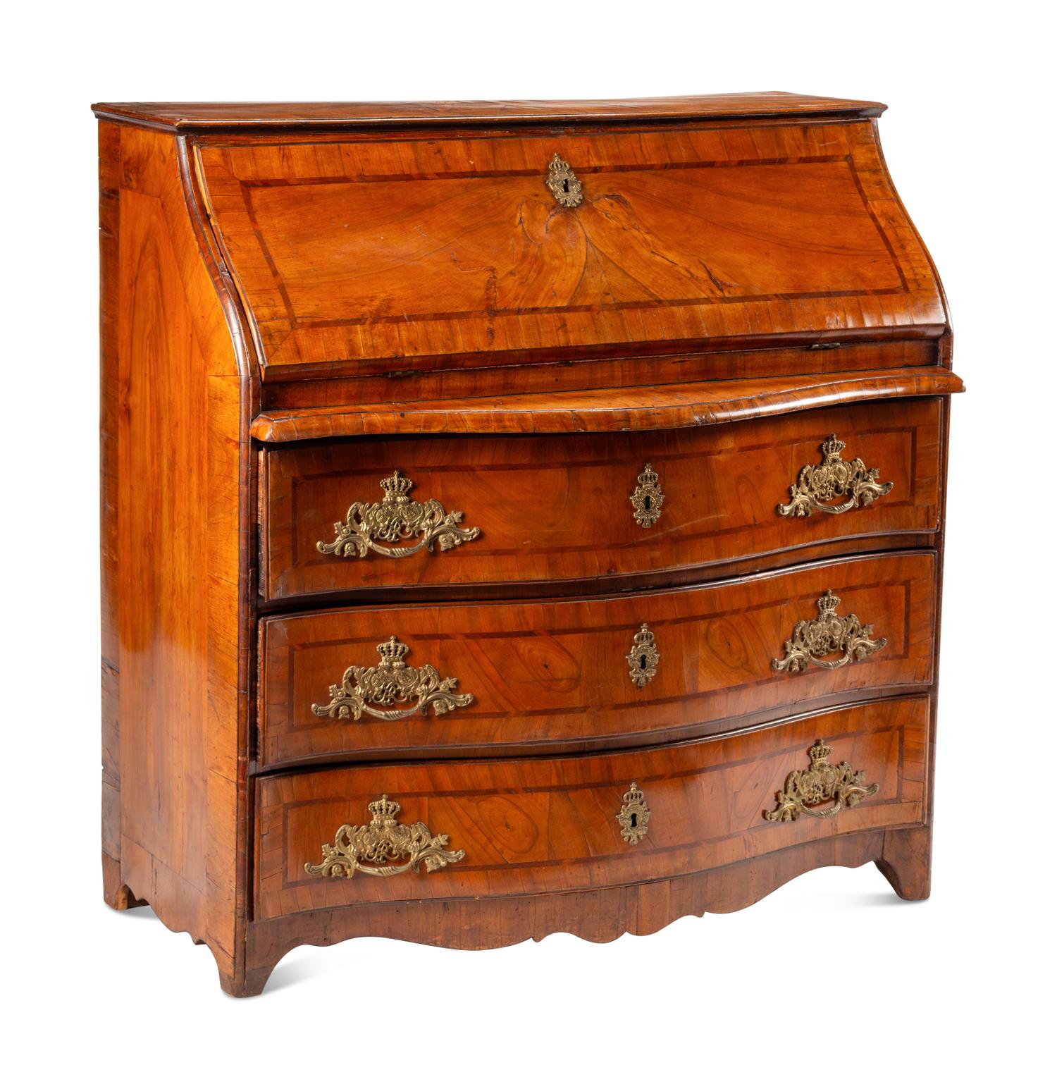 A German or Austrian Walnut Slant-Front Bureau