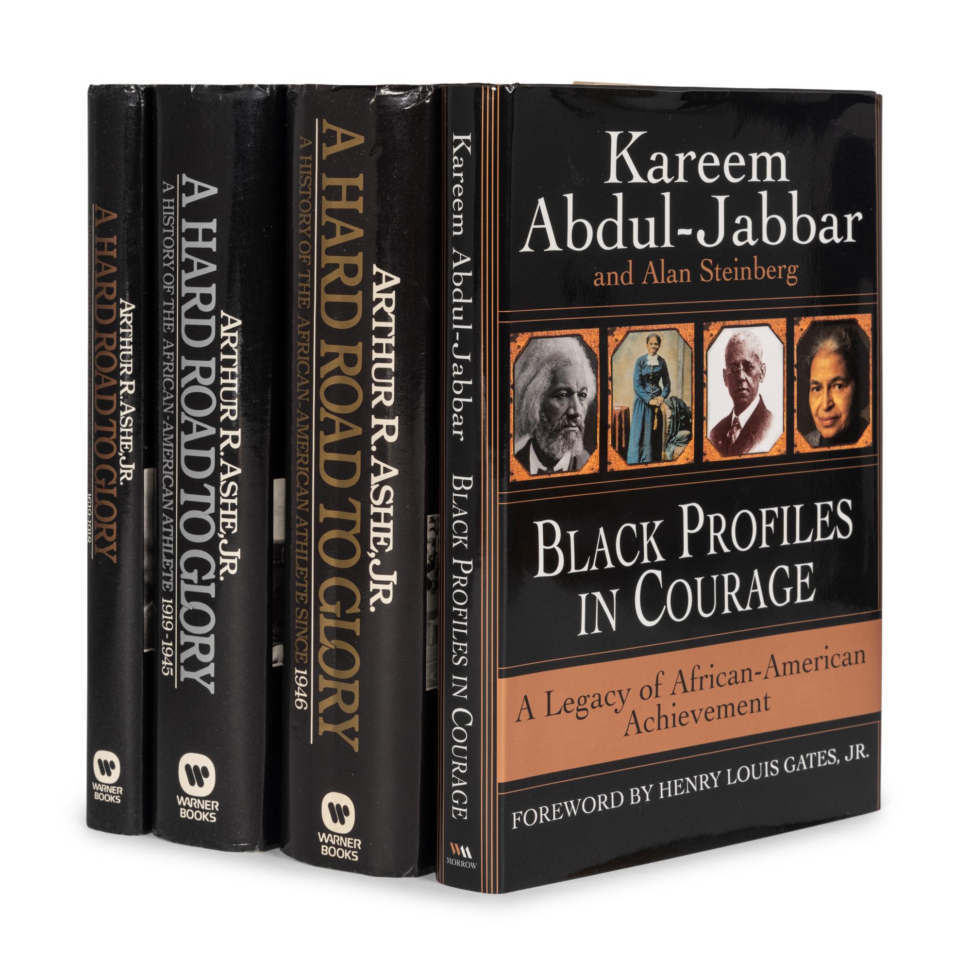 A Group of Four Books on African-American History Authored and Signed by Kareem Abdul-Jabbar and Arthur Ashe,
