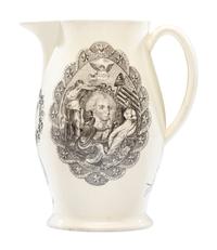 A Liverpool Transfer-Printed Creamware 'George Washington / By Virtue and Valour' Pitcher