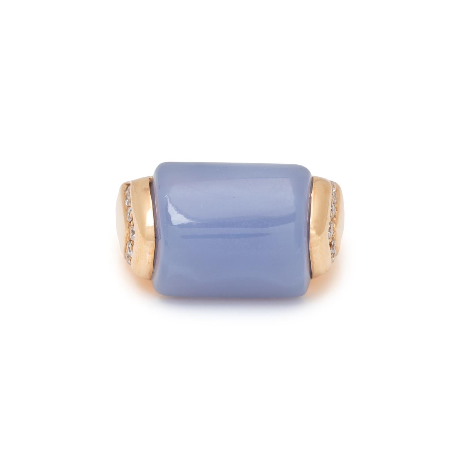 BULGARI, BLUE CHALCEDONY AND DIAMOND 'MVSA' RING