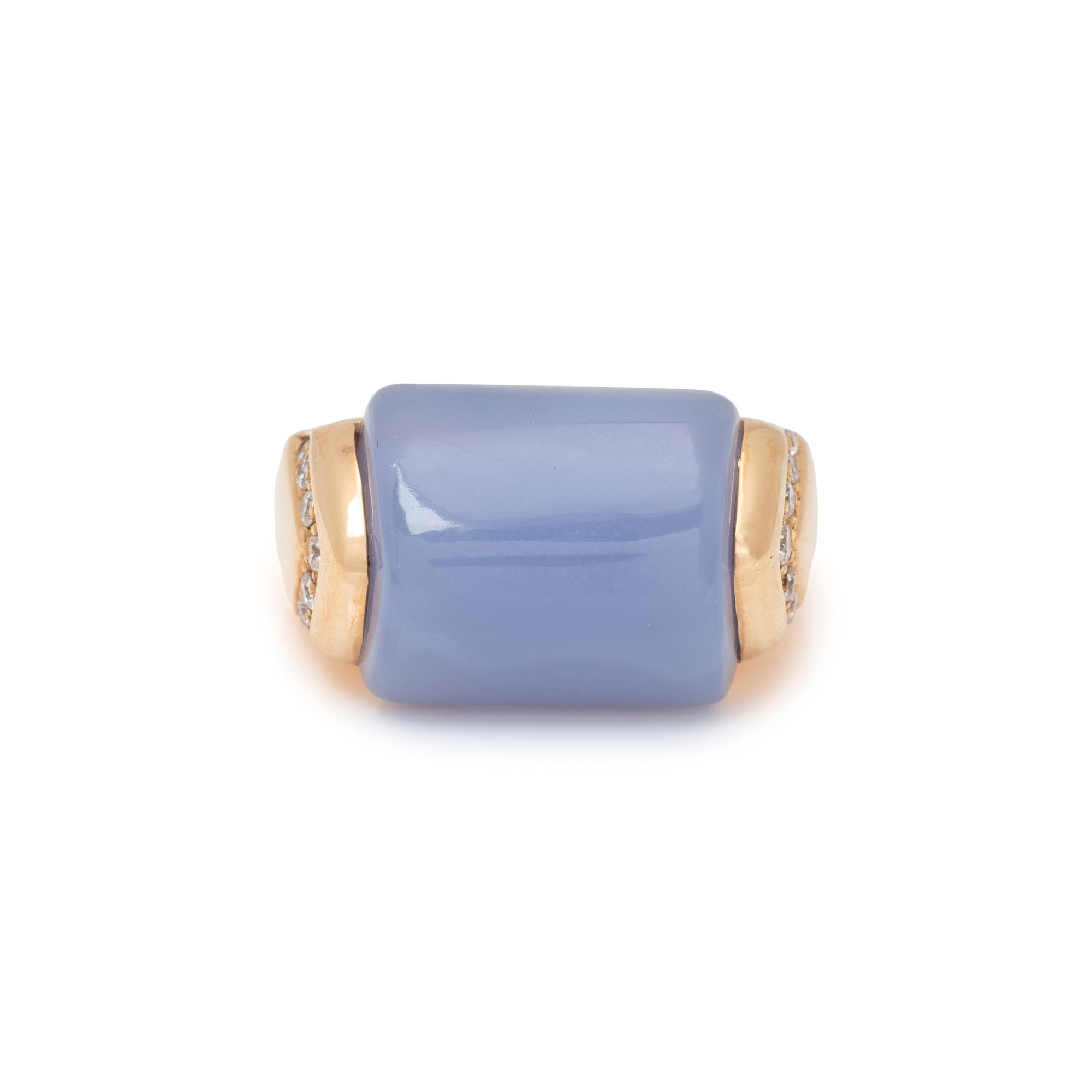BULGARI, BLUE CHALCEDONY AND DIAMOND 'MVSA' RING