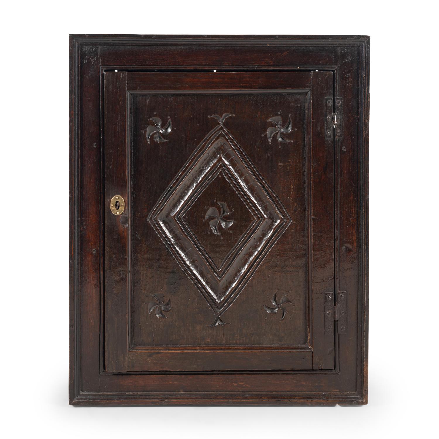 A Charles II Oak Hanging Cabinet