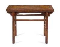 A Chinese Pudding Stone Inset Elmwood Altar Table, Banzhuo Height 30 1/4 x width 38 1/2 x depth 19 1/4 inches. — LATE QING DYNASTY
