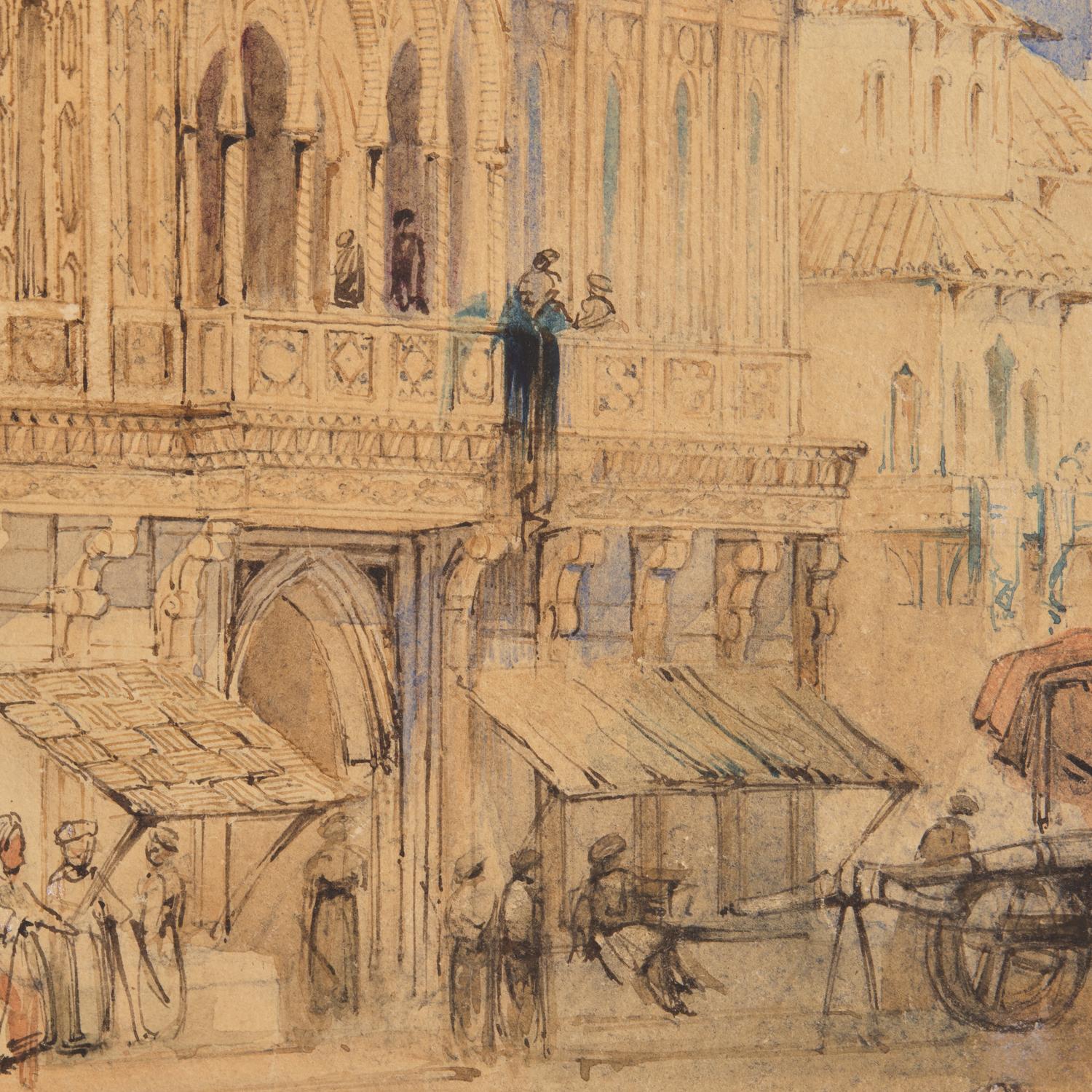 A Fine Anglo-Indian Painting of Burhanpur, the Suba’s (Governor’s) House, Drawn by T. C. Dibdin from a sketch by Capt. Meadows Taylor, circa 1840