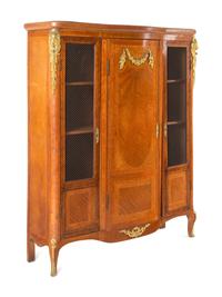 A Pair of Louis XV Style Gilt Bronze-Mounted Parquetry Bibliothèques