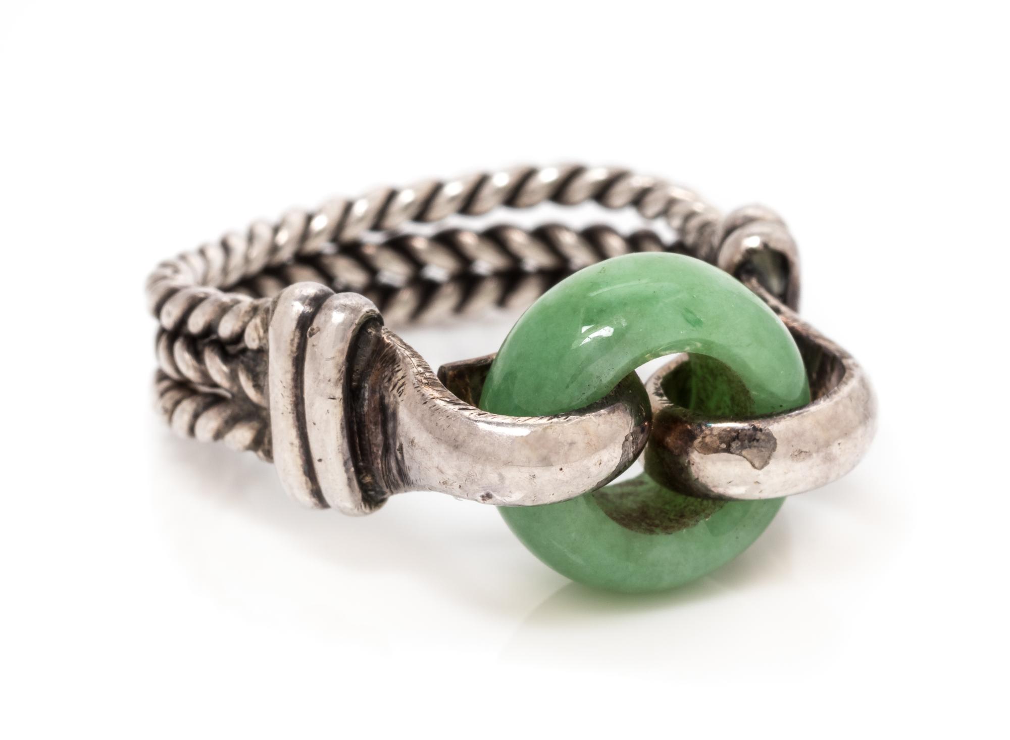 A Silver and Jade Ring, 3.85 dwts.