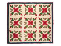 A Rose of Sharon Variation Pieced-Cotton Quilt