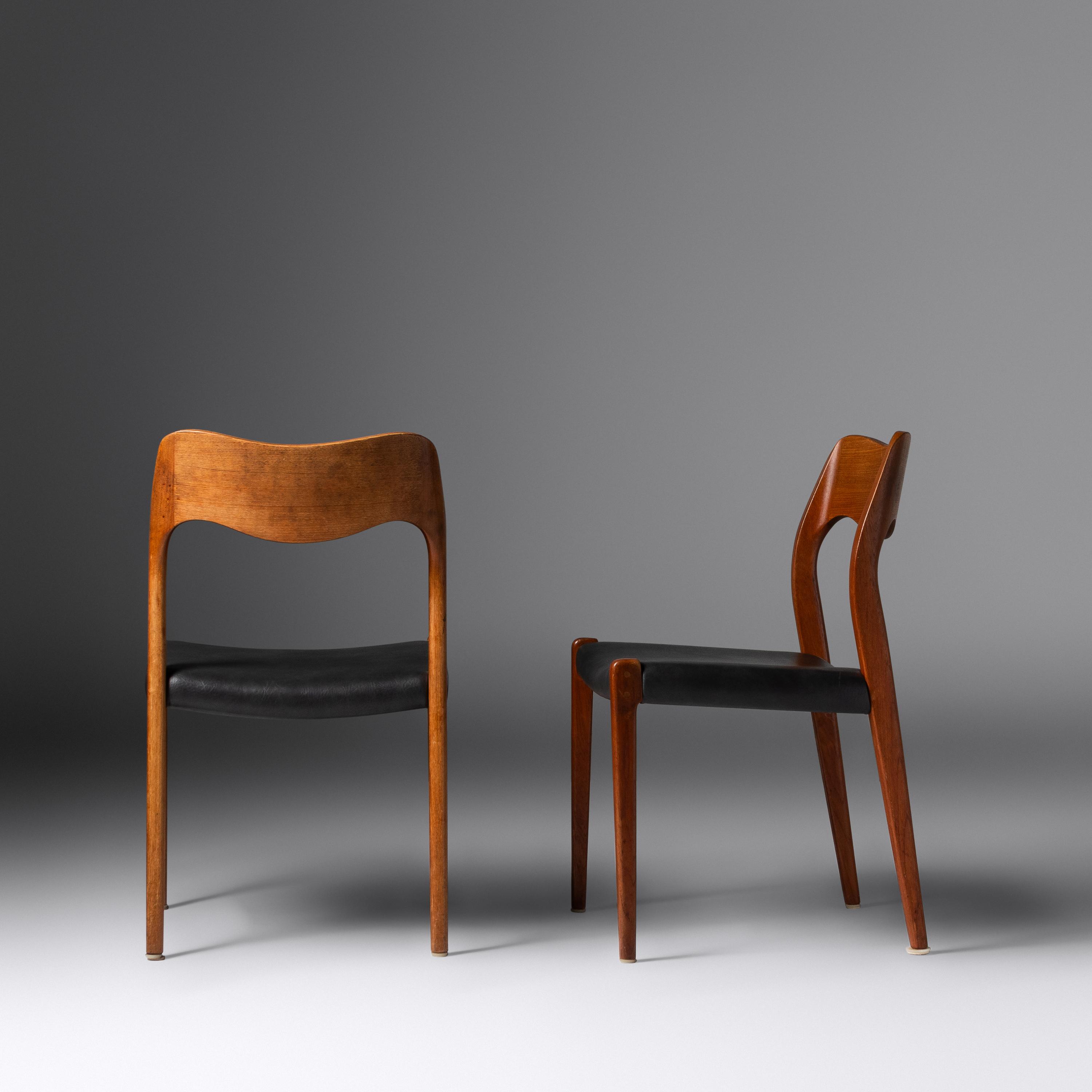 Set of Six Dinning Chairs, c. 1950 J.L. Mollers Mobelfabrik, Denmark