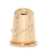 A Russian Gold, Diamond and Ruby Thimble, Maker's Mark of Carl Faberge, St. Petersburg, Late 19th/Early 20th Century, the knurled top a