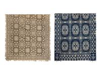 Two Jacquard Woven Cotton and Wool Coverlets