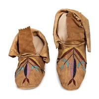 Santee Sioux Beaded Hide Moccasins