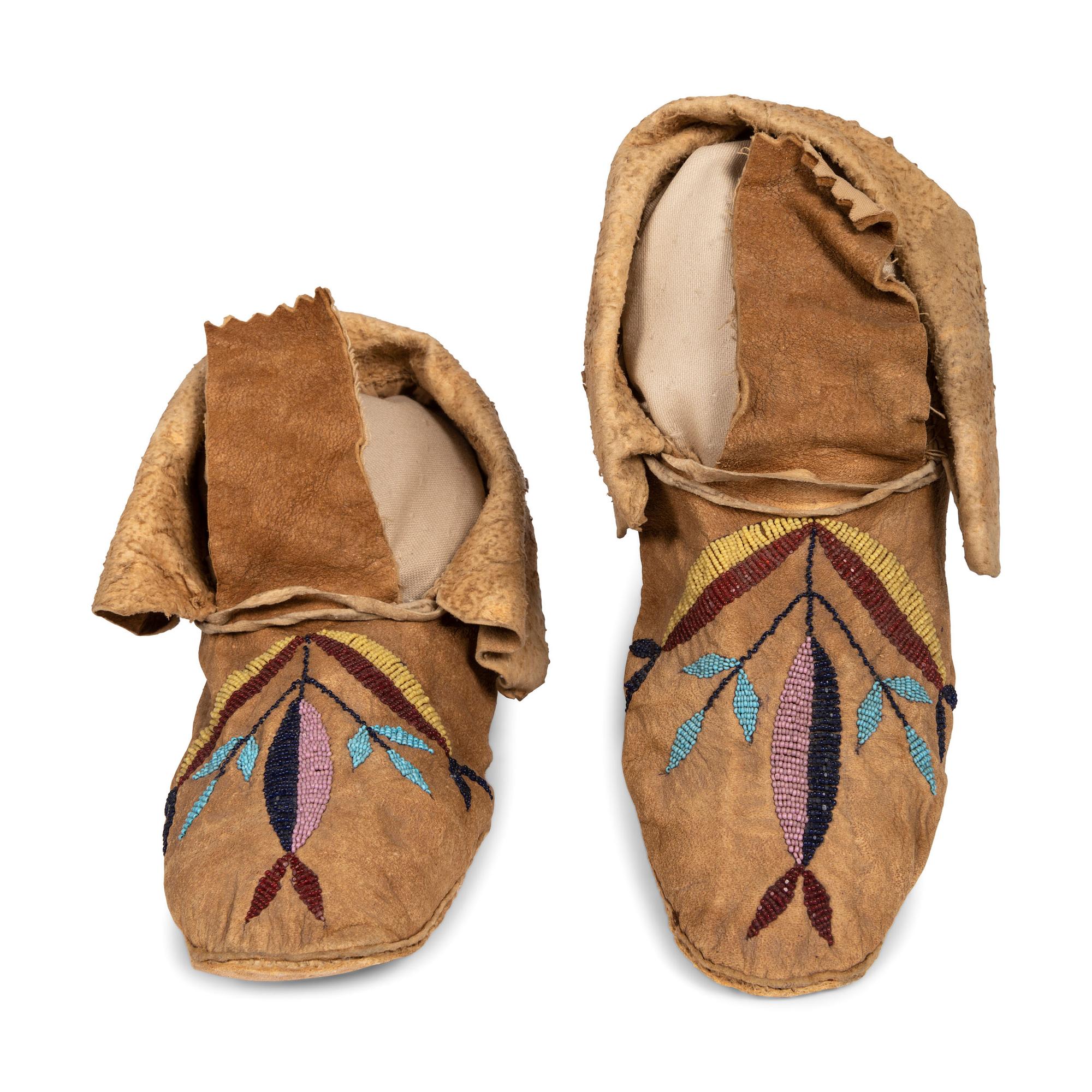 Santee Sioux Beaded Hide Moccasins