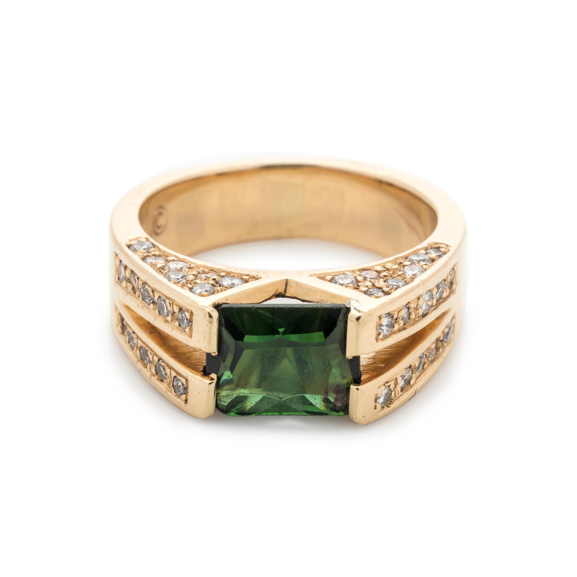 GREEN TOURMALINE AND DIAMOND RING
